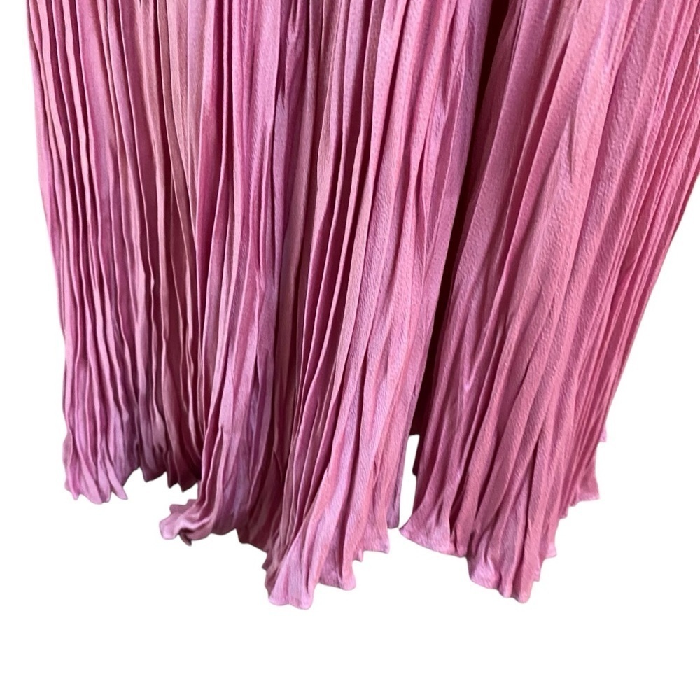 A.L.C. Angelina NWT Pleated Satin Halter Midi Dress Chateau Rose Size 4 - Picture 7 of 16